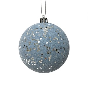 Decoris Hazy Blue Glitter Flock Bauble 8cm