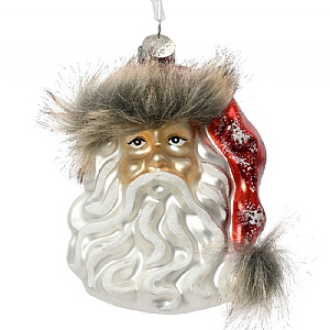 Decoris Santa Face Glass Decoration 9cm