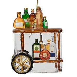 Decoris Drinks Trolley Glass Decoration 10cm