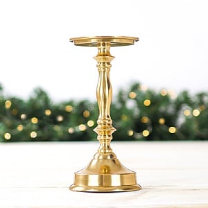 Small Gold Aluminium Pillar Candle Holder