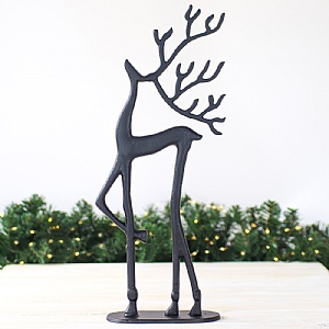 Large Aluminium Black Reindeer