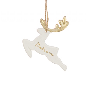 Ceramic Deer Believe Hanger 9cm