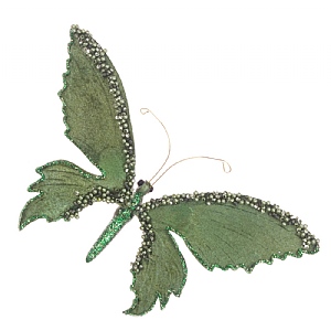 Floralsilk Green Beaded Butterfly Clip 19cm