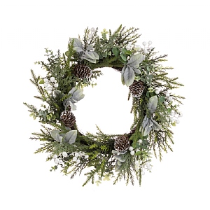 Floralsilk Snow Berry Cedar/Cone Wreath