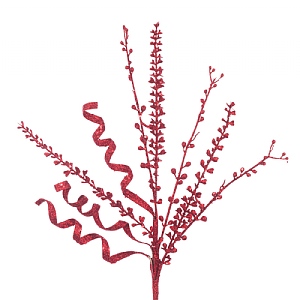 Floralsilk Red Glitter Curl Leaf Sprays 61cm