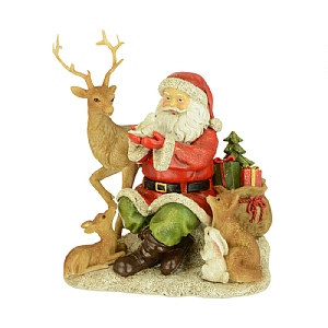 Floralsilk Santa With Animals 20cm