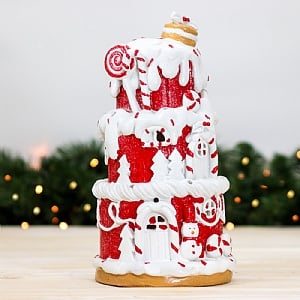 Cake House with Snowman LED 30cm