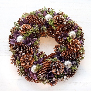 Purple & Silver Pinecone Wreath