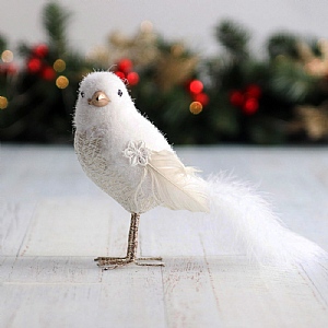 15cm White Standing Bird