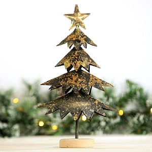 Rustic Black and Gold Metal Tree (33cm)