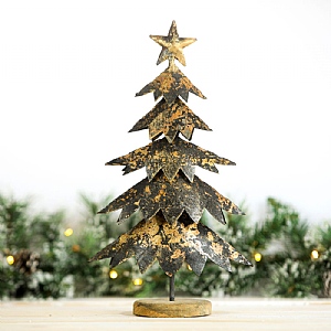 Rustic Black and Gold Metal Tree (39cm)