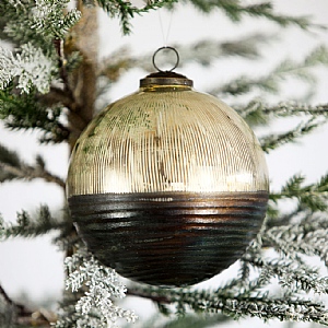 Silver Blue Glass Bauble (13cm)