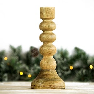 Turned Wooden Ball Candle Holder (30cm)