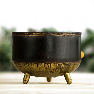 Black and Gold Three Legged Metal Bowl (19cm)