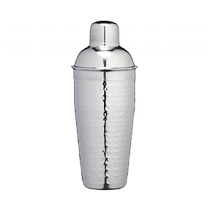 BarCraft Hammered-Steel Textured Cobbler-Style Cocktail Shaker 700ml