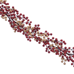 Red & Gold Berry Cluster Garland (130cm)