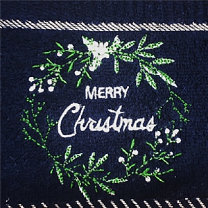 Navy Merry Christmas Tea Towel