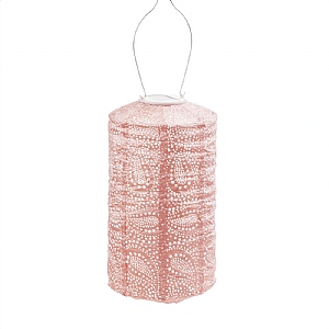 Lumiz Cylinder Solar Lantern Paisley Pink 18cm