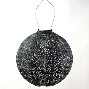 Lumiz Round Solar Lantern Paisley Dark Grey 30cm