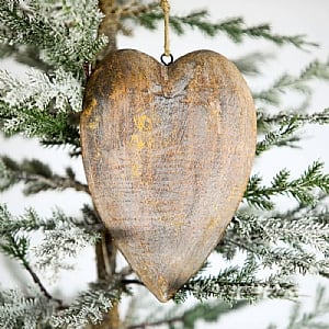 Wooden Heart Hanging Decoration (18cm)