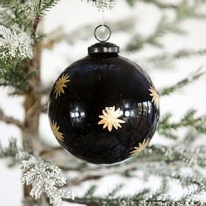 Black Bloom Glass Bauble (10cm)