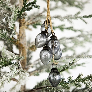 Cluster of 6 Luster Mini Baubles Hanging Decoration (23cm drop)