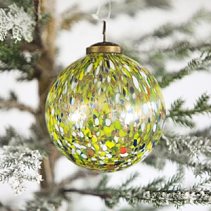 Multi-coloured Cheena Glass Bauble (10cm)