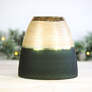 Green and Gold Glass Volcano Vase (26cm)