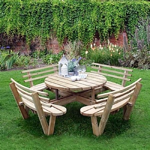 Forest Circular Picnic Table with Seat Backs (Height 82cm x Width 246cm x Depth 246cm)