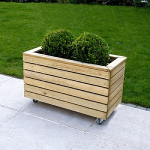 Forest Linear Planter - Double with Wheels (49.6cm x 80cm x 40cm)