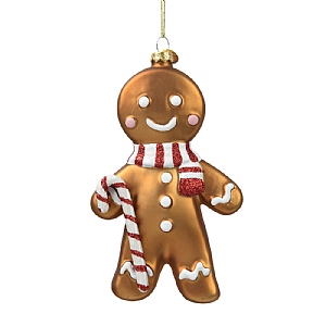 Decoris Gingerbread Man Glass Decoration (16cm)