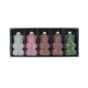 Decoris Glass Gummy Bear Decorations 4cm - (Pack of 5)