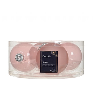 Decoris Glass Baubles Blush Pink (8cm) - (Pack of 4)