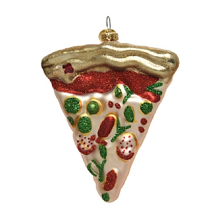 Decoris Pizza Slice Glass Decoration (10cm)