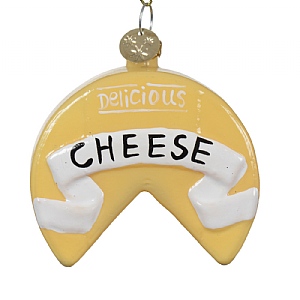 Decoris Cheese Wheel Glass Decoration (7cm)