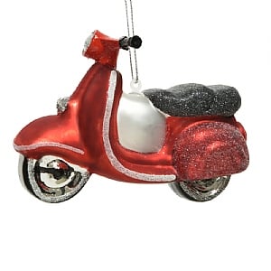 Decoris Red Scooter Glass Decoration (7cm)