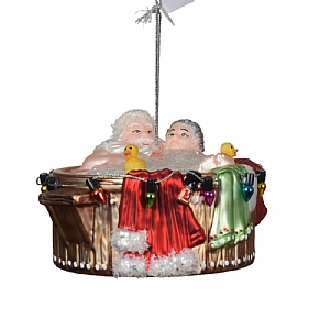 Decoris Mr & Mrs Claus Hot Tub Glass Decoration (11cm)