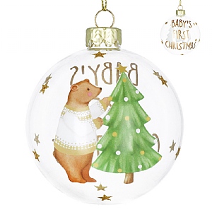 Gisela Graham Clear Baby's First Christmas Teddy Glass Bauble (8cm)