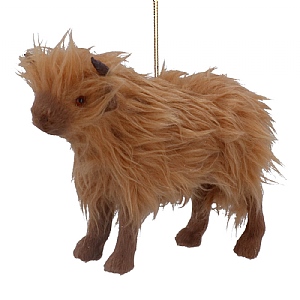 Gisela Graham Faux Fur Highland Cow Decoration