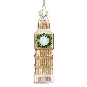 Gisela Graham London Big Ben with Wreath Glass Ornament (10cm)