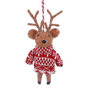 Gisela Graham Mixed Wool Deer with Scandi Jumper Decoration