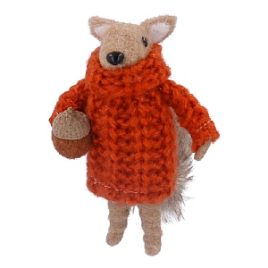 Gisela Graham Mixed Wool Squirrel with Orange Jumper Decoration