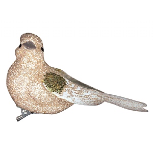 Gisela Graham Pale Gold Sparkle Acrylic Clip on Bird (8cm)