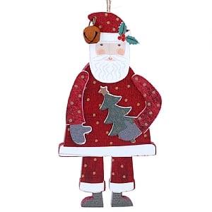 Gisela Graham Santa with Tree Wood Decoration (12cm)