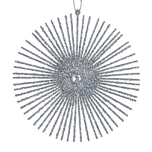 Gisela Graham Silver Sparkle Starburst Disc Acrylic Decoration (16cm)