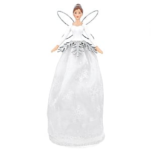 Gisela Graham White and Silver Fairy Resin Tree Topper (28cm)