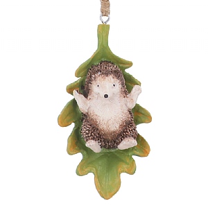 Gisela Graham Hedgehog on Leaf Resin Decoration (11cm)