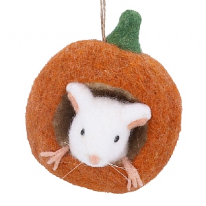 Gisela Graham Mixed Wool White Mouse in a Nutshell