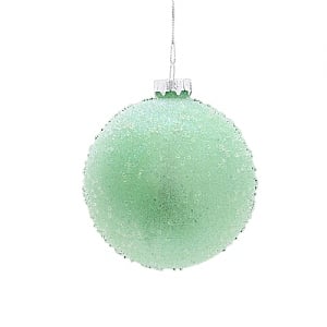 Green Encrusted Glass Bauble (10cm)