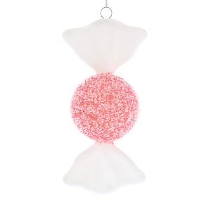 Frosted Red & White Sweet Hanging Decoration (18cm)